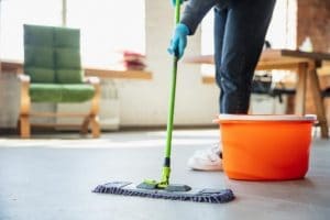 Mopping floor with eco friendly cleaning solutions