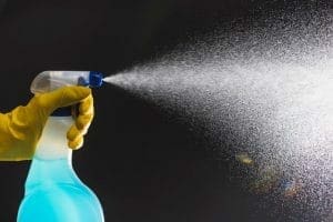 Spraying cleaning solution