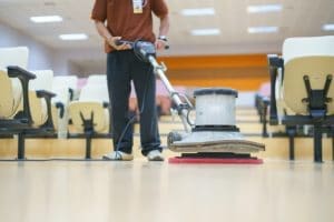 Floor cleaning using buffer