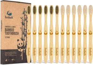 Isshah Biodegradable Eco-Friendly Natural Bamboo Charcoal Toothbrushes